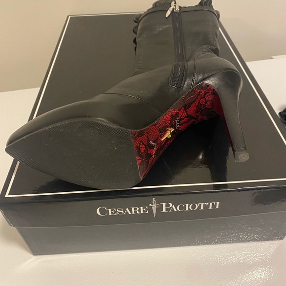Cesare Paciotti leather black comfortable boots high heels and platform - Picture 2 of 3